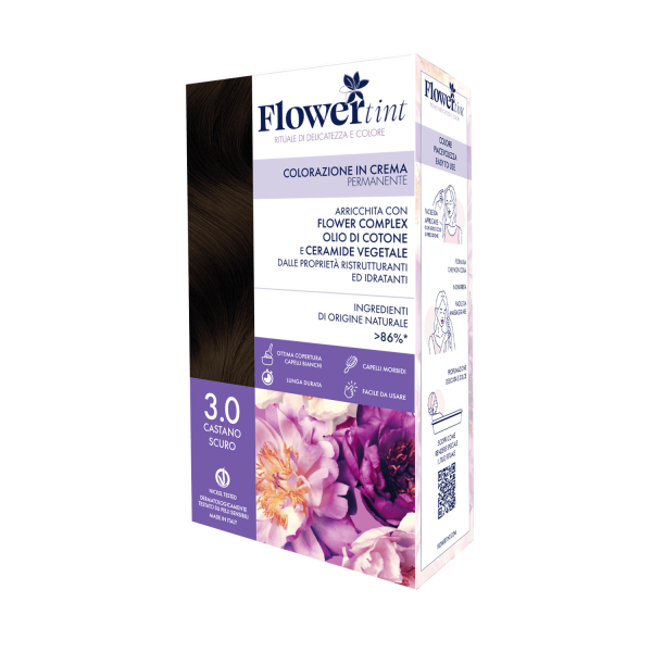FLOWERTINT Colorazione in Crema Permanente 3.0 Castano Scuro