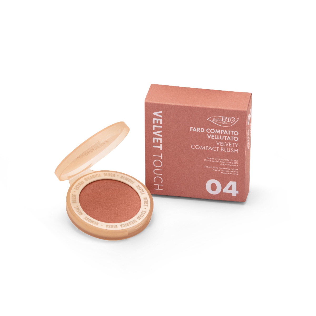 PUROBIO Velvet Touch - Blush Compatto Vellutato 04 Corallo con Packaging